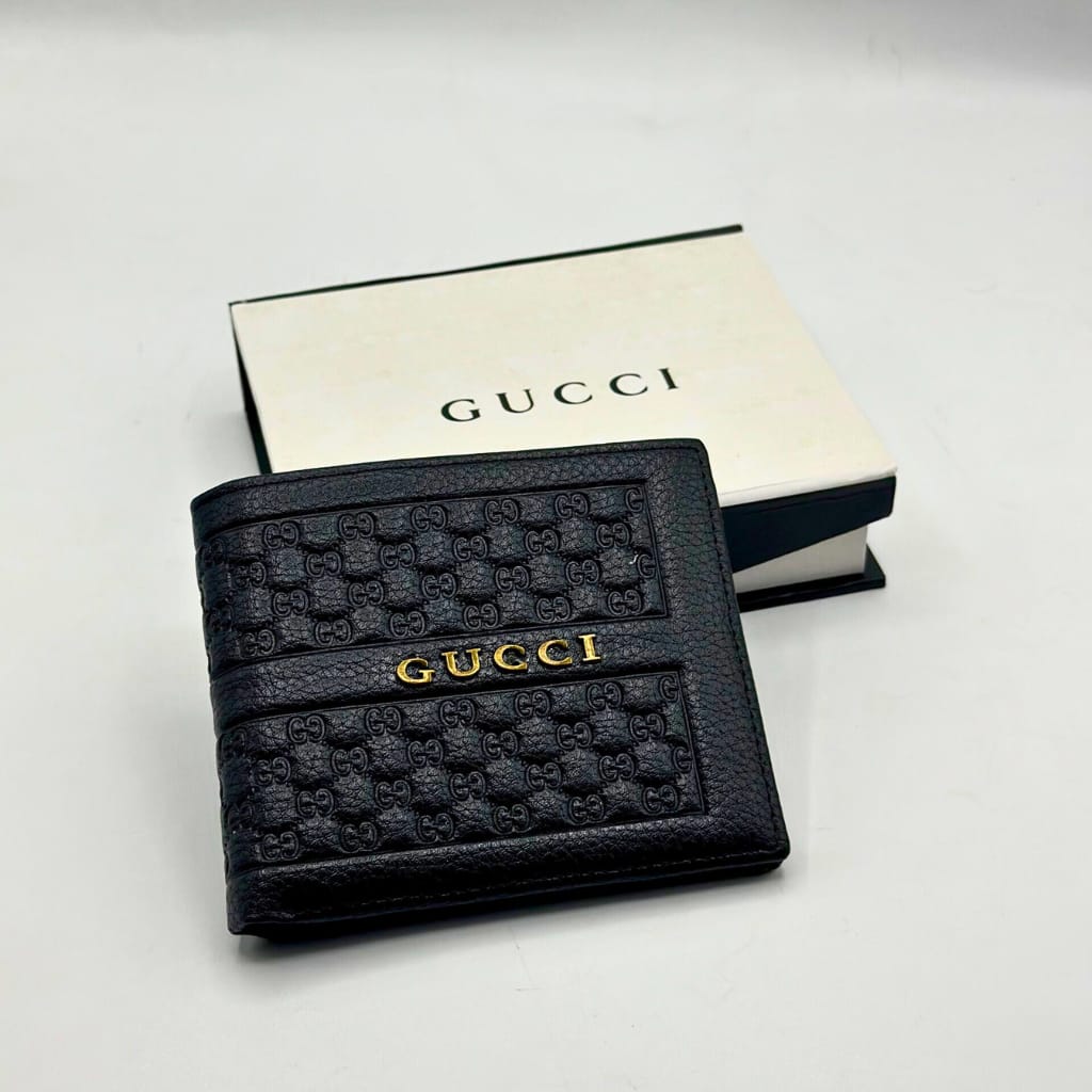Designer Gucci Leather Bifold Men Wallet Black