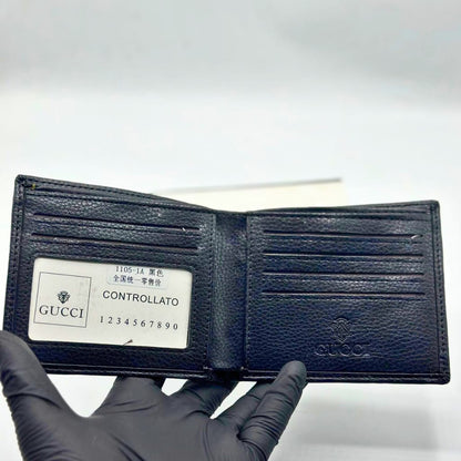 Designer Gucci Leather Bifold Men Wallet Black